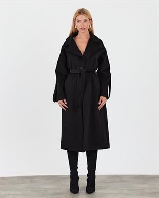 2363 Apoletli Kollu Erkek Yaka Tek Düğme Astarlı Kaşe Kaban