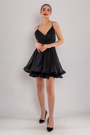 237 İp Askılı Sırt Bağlamalı Kloş Kısa Elbise