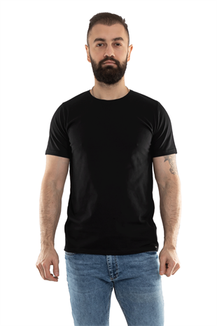 2413 Bisiklet Yaka Merserize Pamuk Düz Basic Tshirt