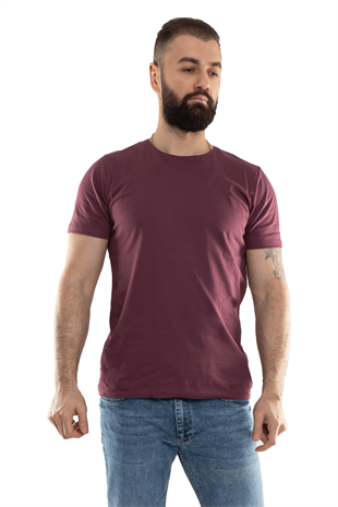 2413 Bisiklet Yaka Merserize Pamuk Düz Basic Tshirt