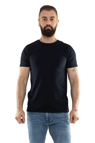 2413 Bisiklet Yaka Merserize Pamuk Düz Basic Tshirt
