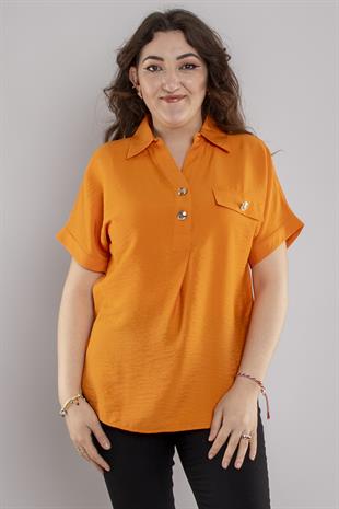 24E061 Düğmeli Vyaka Viscon Kısa Kol Gömlek