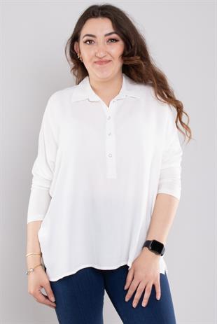 24E071 Düşük Omuz Oversize Düğmeli Viscon Gömlek