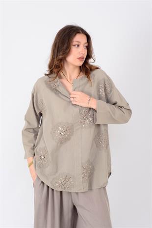 25002 Krizantem Fistolu Pullu Gömlek