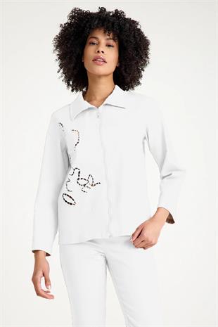 25YC85 Brode İşlemeli Fermuarlı Ceket