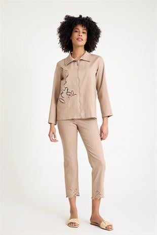 25YC85 Brode İşlemeli Fermuarlı Ceket