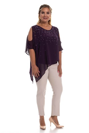 2603 Büyük Beden Kemerli Pamuklu Cepli Krep Pantolon