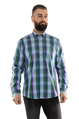 2725 VİP Minik Kareli Uzun Kol Gömlek