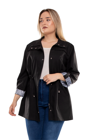 2925 Büyük Beden Beli Bağcıklı Pamuklu Astarsız Kap