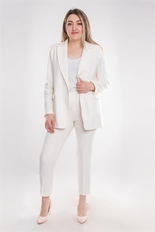 2934 Büyük Beden Tek Düğme Pantolon Ceket İkili Krep Takım