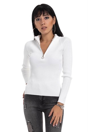 295 Fermuarlı Fitilli Triko Kadın Badi