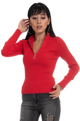 295 Fermuarlı Fitilli Triko Kadın Badi