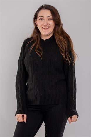 2IZ40 İzmir Kendinden Desenli Bisiklet Yaka Kısa Kazak