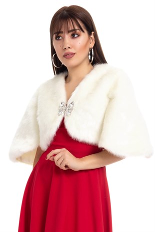 305 Kelebek Taş Broşlu Panço Kol Etol Kürk