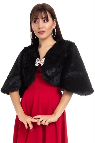 305 Kelebek Taş Broşlu Panço Kol Etol Kürk