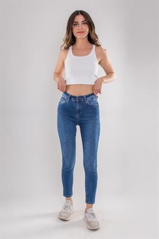 315 Narnia Düz Yüksek Bel Pamuklu Kadın Pantolon