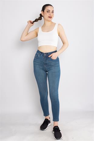 315 Narnia Düz Yüksek Bel Pamuklu Kadın Pantolon