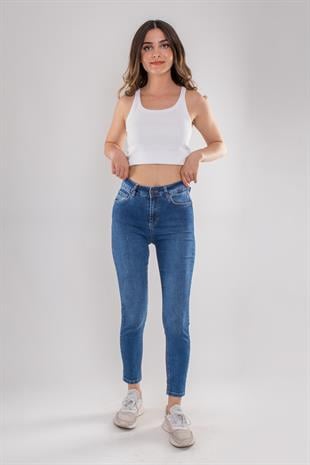 315 Narnia Düz Yüksek Bel Pamuklu Kadın Pantolon