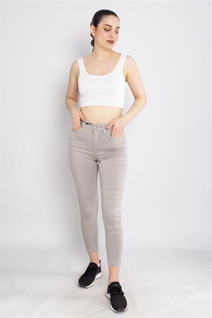 315 Narnia Düz Yüksek Bel Pamuklu Kadın Pantolon