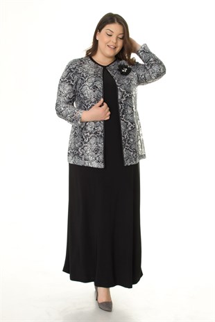 3192 YILAN DESEN CEKET-UZUN ELBİSE TAKIM