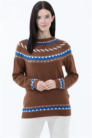 32278 Sıfır Yaka Triko Kadın Kazak