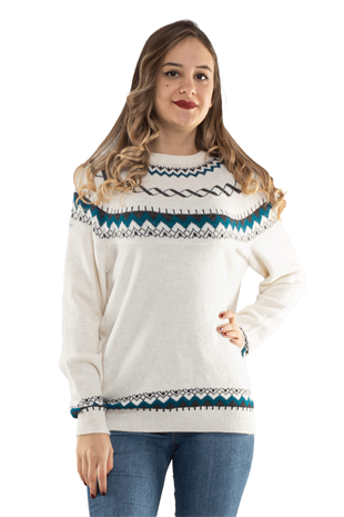 32278 Sıfır Yaka Triko Kadın Kazak