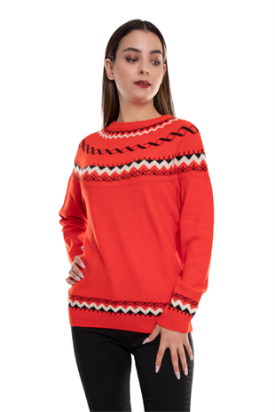 32278 Sıfır Yaka Triko Kadın Kazak