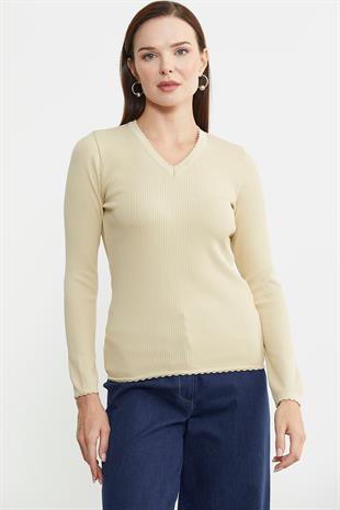 32495 Fitilli Vyaka Basic Kadın Triko Kazak