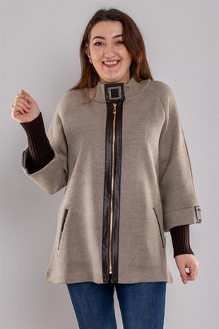 34151 Yaka Toka Detay Fermıuarlı Triko Ceket