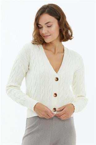 34362 VYaka Saç Örgü Kadın Triko Hırka