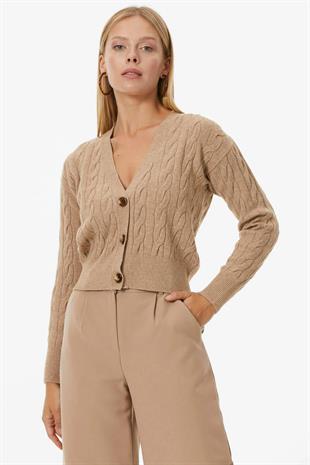 34362 VYaka Saç Örgü Kadın Triko Hırka