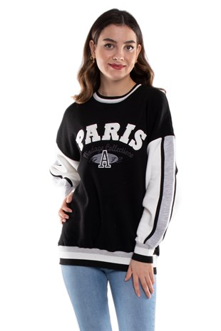 3691 Bisiklet Yaka Paris İçi Şardonlu Pamuklu Kadın Sweat