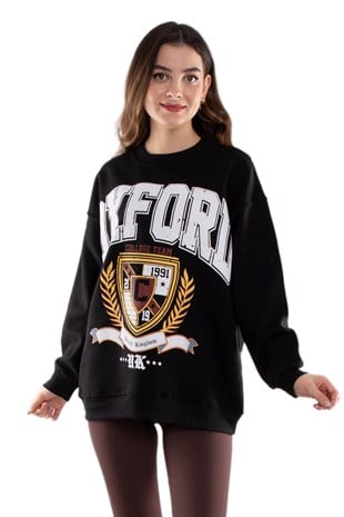 3696 Bisiklet Yaka Oxford İçi Şardonlu Pamuklu Kadın Sweat