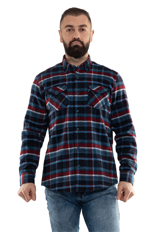 4013-1 Çift Cep Ekose UzunkolKol Oduncu Bossa Gömlek