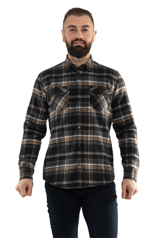 4013-1 Çift Cep Ekose UzunkolKol Oduncu Bossa Gömlek