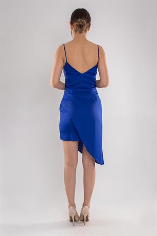 4027 İp Askı Yanı Drapeli Kısa Elbise