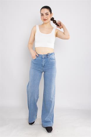 415 Serpme Taşlı Bol Paça Mom Jean