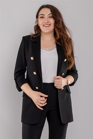 4602 Gold Düğmeli Blazer Tunik Ceket
