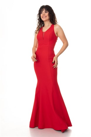 4684 KREP YAKASI ÇAPRAZ BALIK UZUN ABİYE