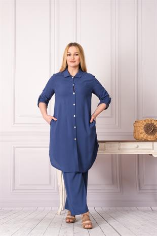 4748 Pamuk Gömlek Pantolon Otantik Tesettür İkili Takım