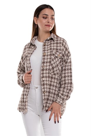 4170 Kazağı Desen Çift Cep Pamuklu Gömlek