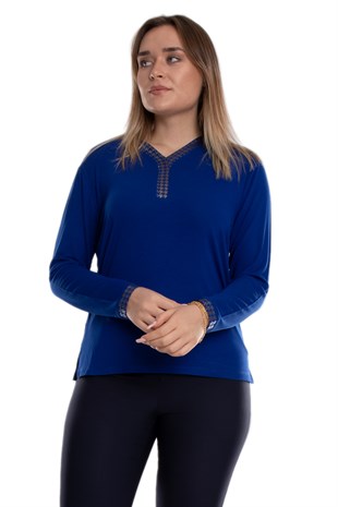 5020 Büyük Beden Vyaka Kazayağı Detay Viscon Kadın Bluz