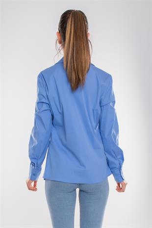 50661 Pamuklu Düz Kadın Gömlek