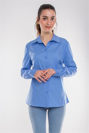 50661 Pamuklu Düz Kadın Gömlek