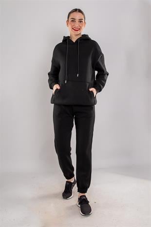 5100 Kapüşonlu Kanguru Cep İçi Şardonlu Eşofman Takımı