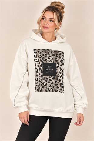 5631 Stay Kapüşonlu Kol Şerit Detay İçi Şardonlu Sweatshirt