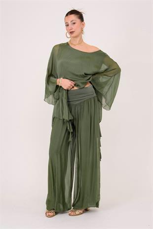 5688 Düz Desen Astarlı İpek Pantolon