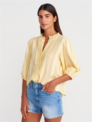 5807 Nervür Detay Balon Kol Gömlek