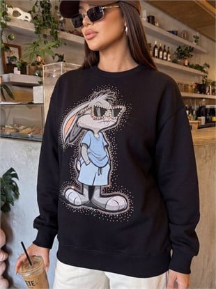 5922 Buggs Bunyy Baskılı Bisiklet Yaka Sweat