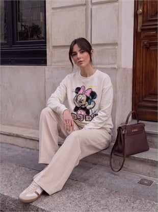 5923 Micky Minie Baskı Bisiklet Yaka Sweat